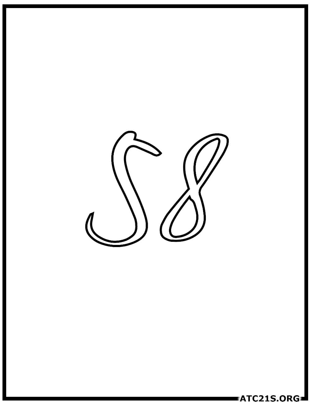 Number 58 calligraphy coloring page