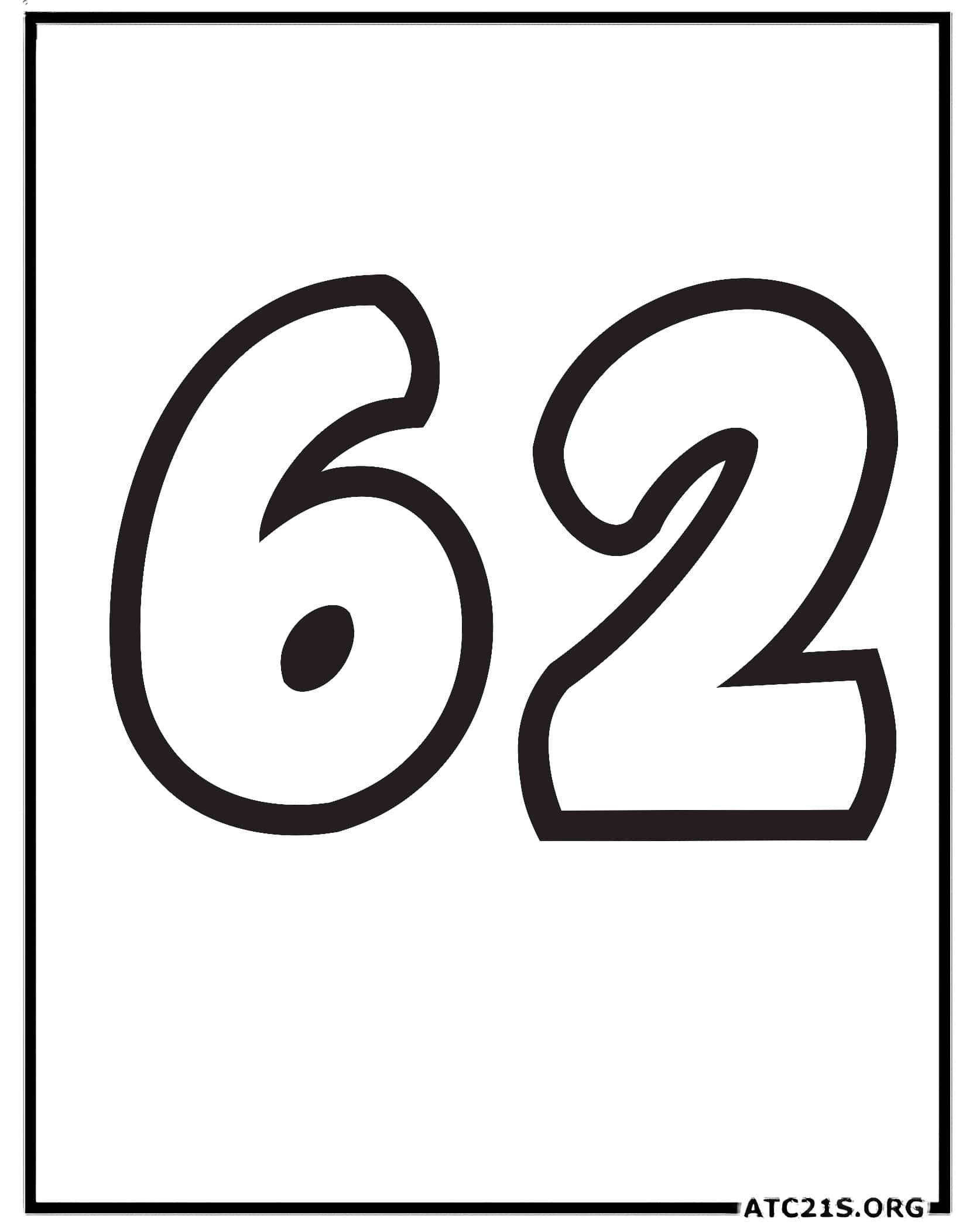 Number 62 coloring page