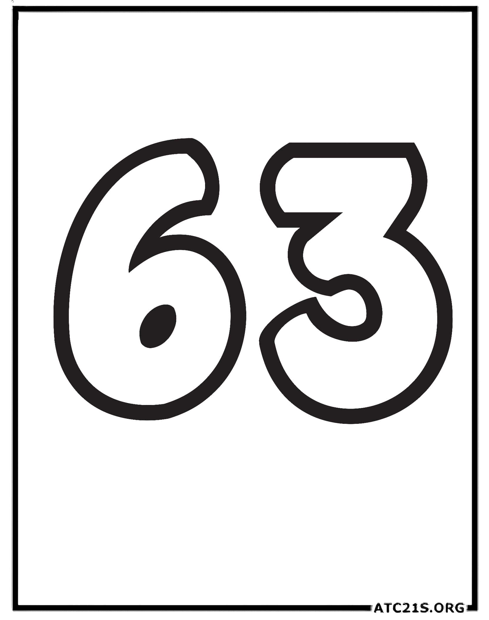 Number 63 coloring page