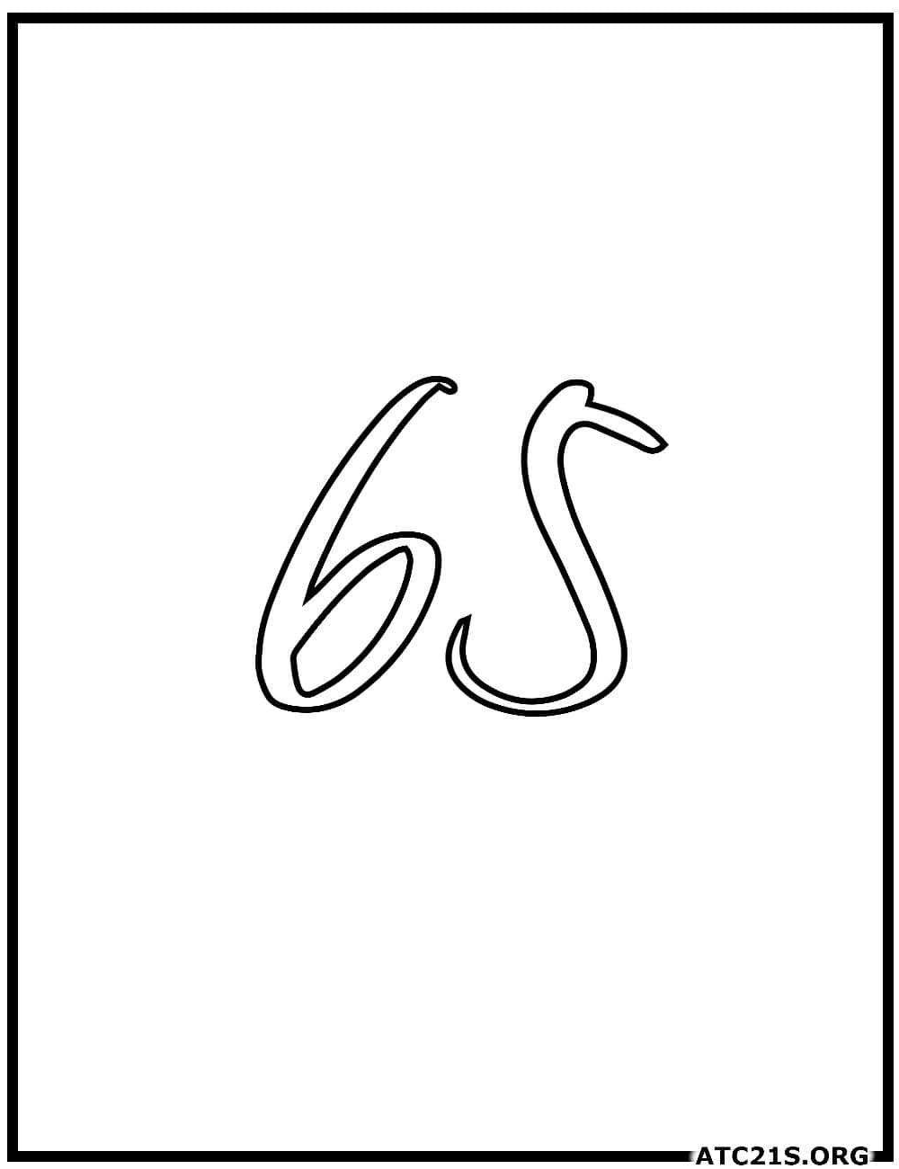 Number 65 calligraphy coloring page