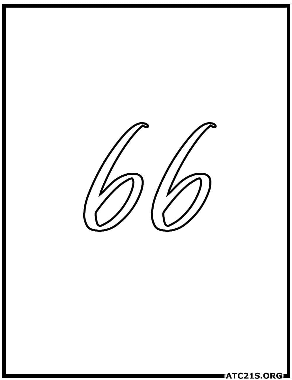 Number 66 calligraphy coloring page