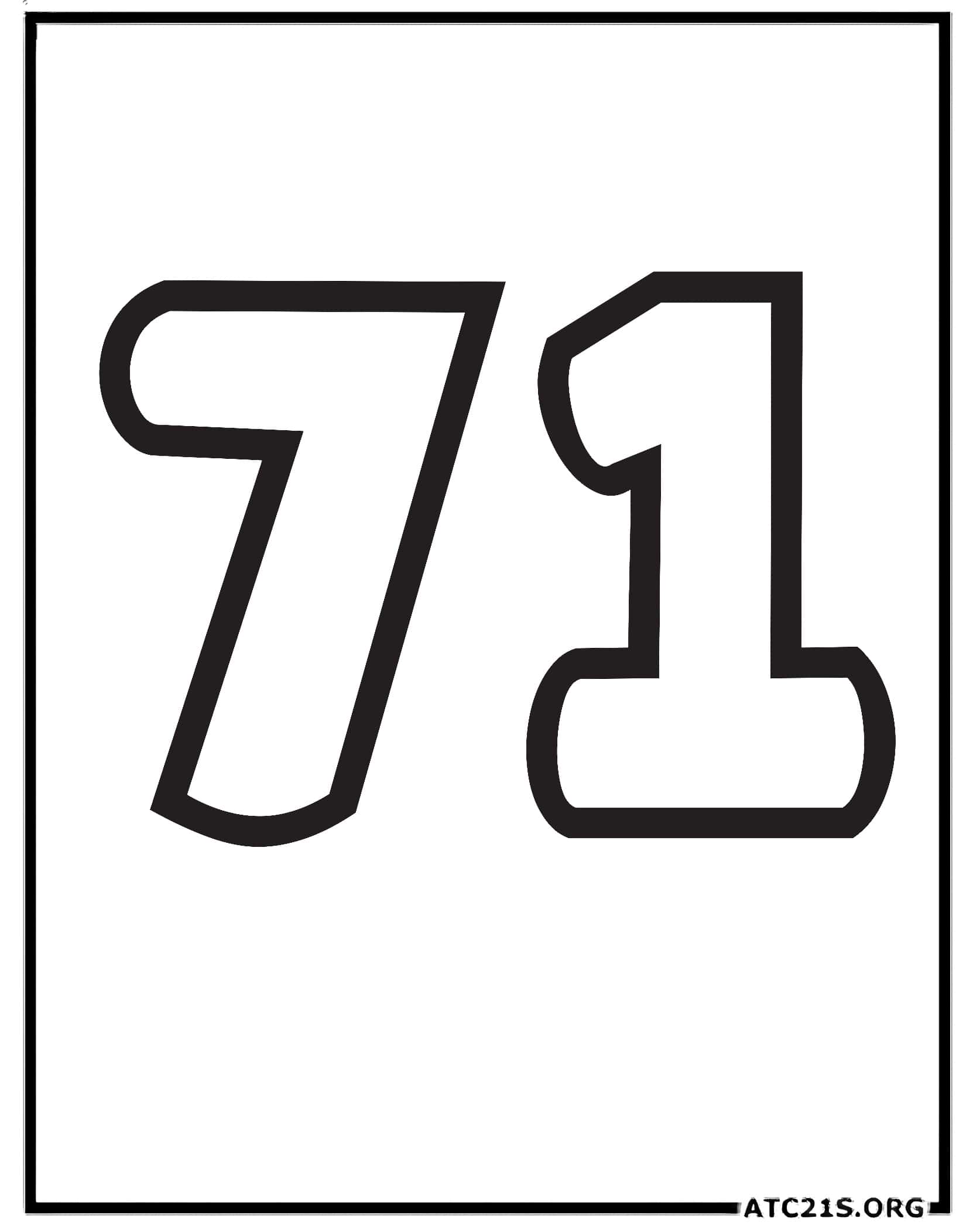 Number 71 coloring page