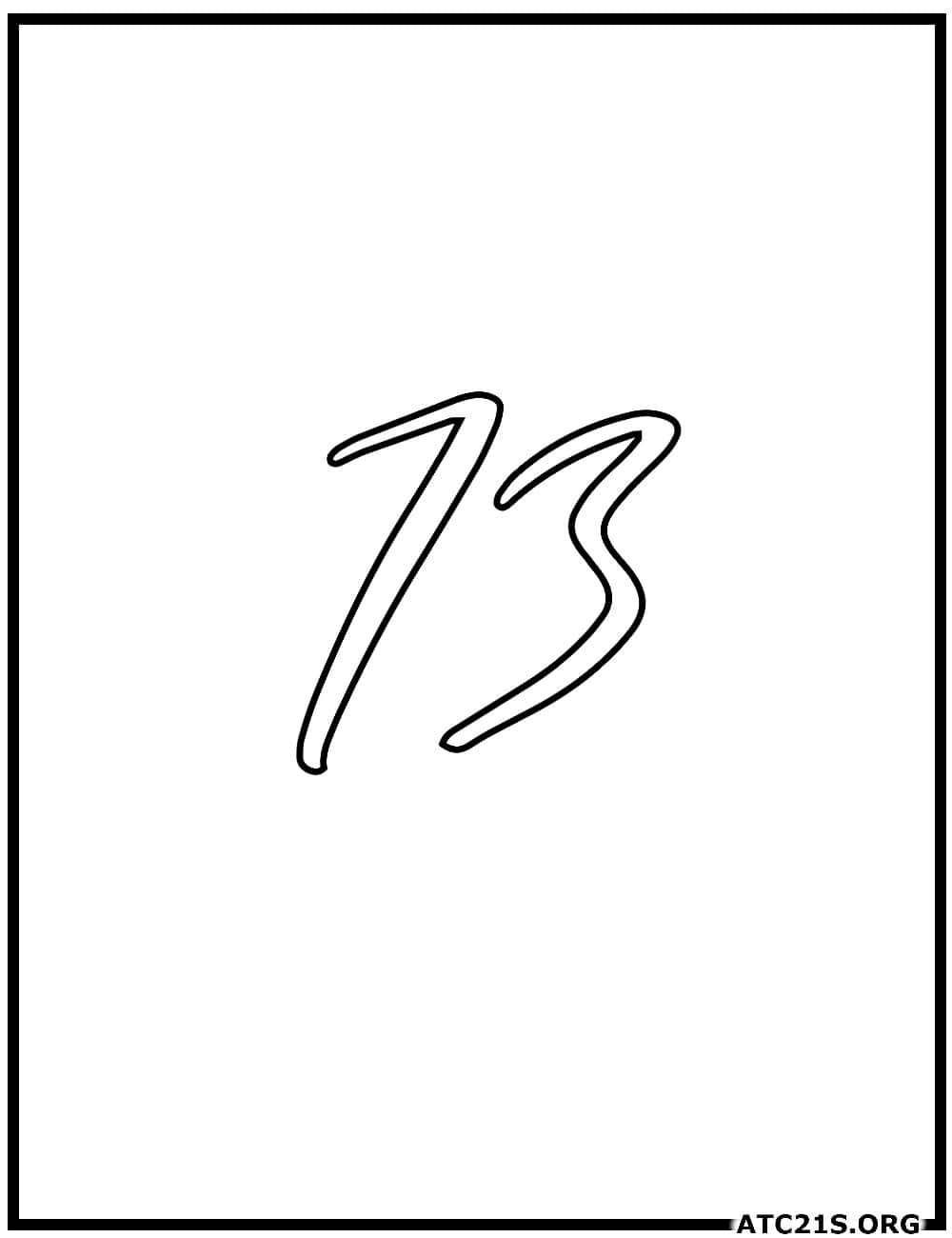 Number 73 calligraphy coloring page