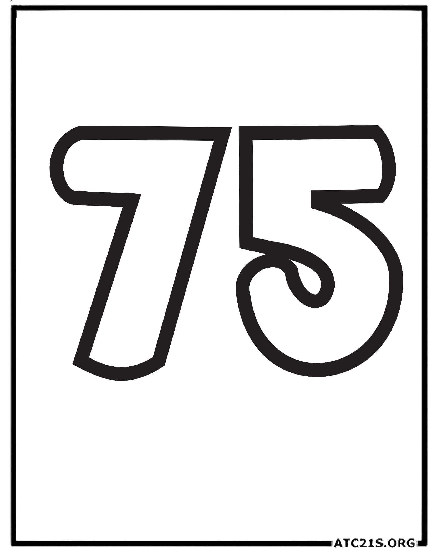 Number 75 coloring page