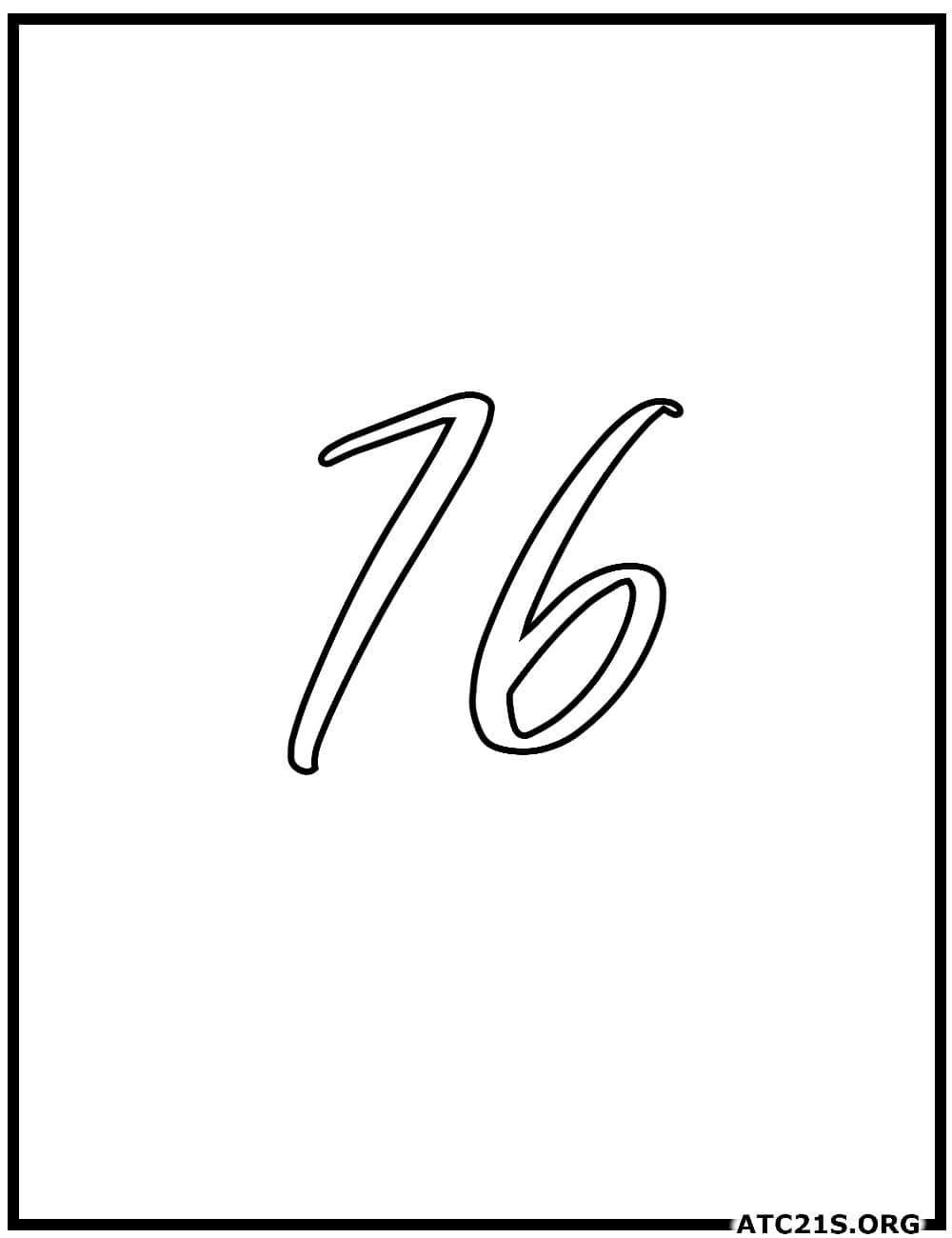 Number 76 calligraphy coloring page