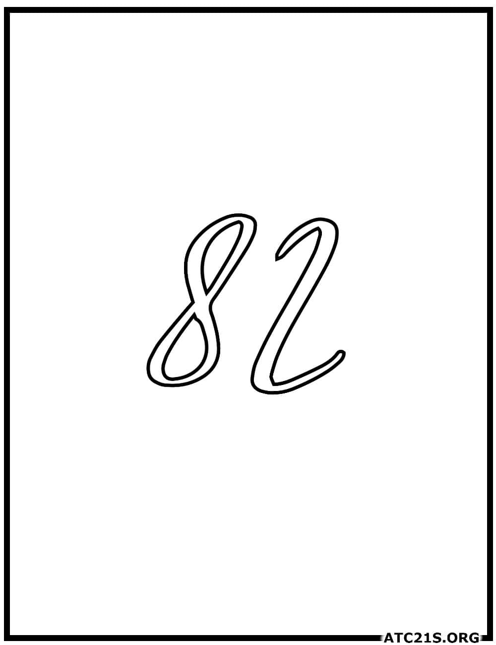 Number 82 calligraphy coloring page