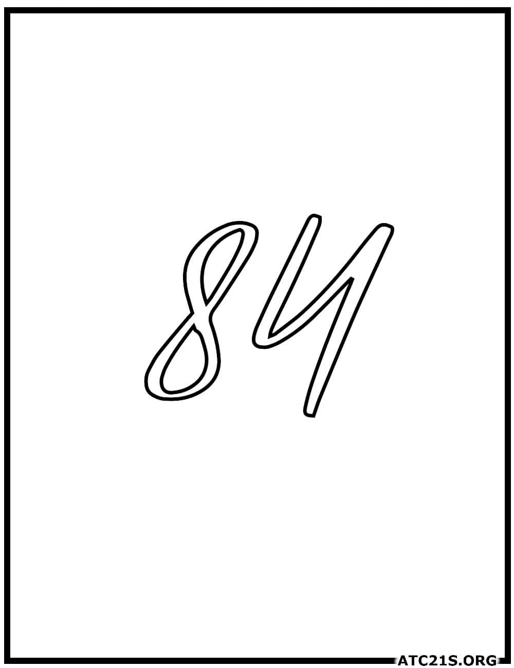 Number 84 calligraphy coloring page