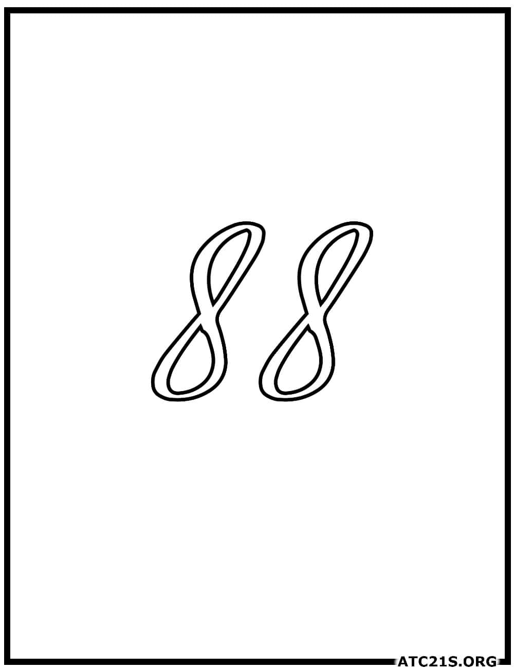 Number 88 calligraphy coloring page