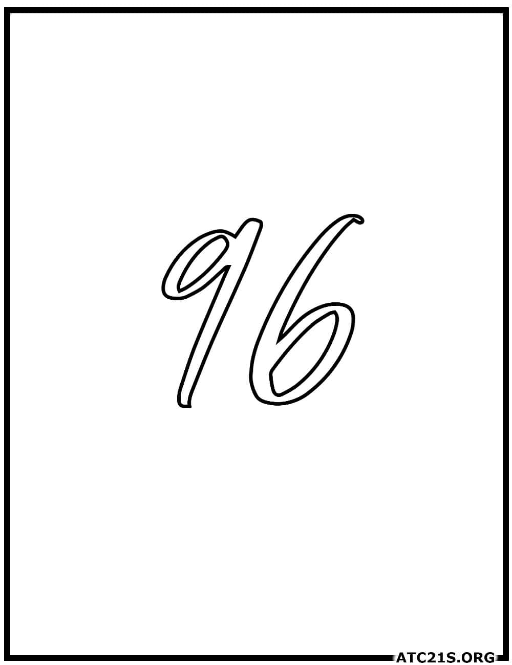 Number 96 calligraphy coloring page