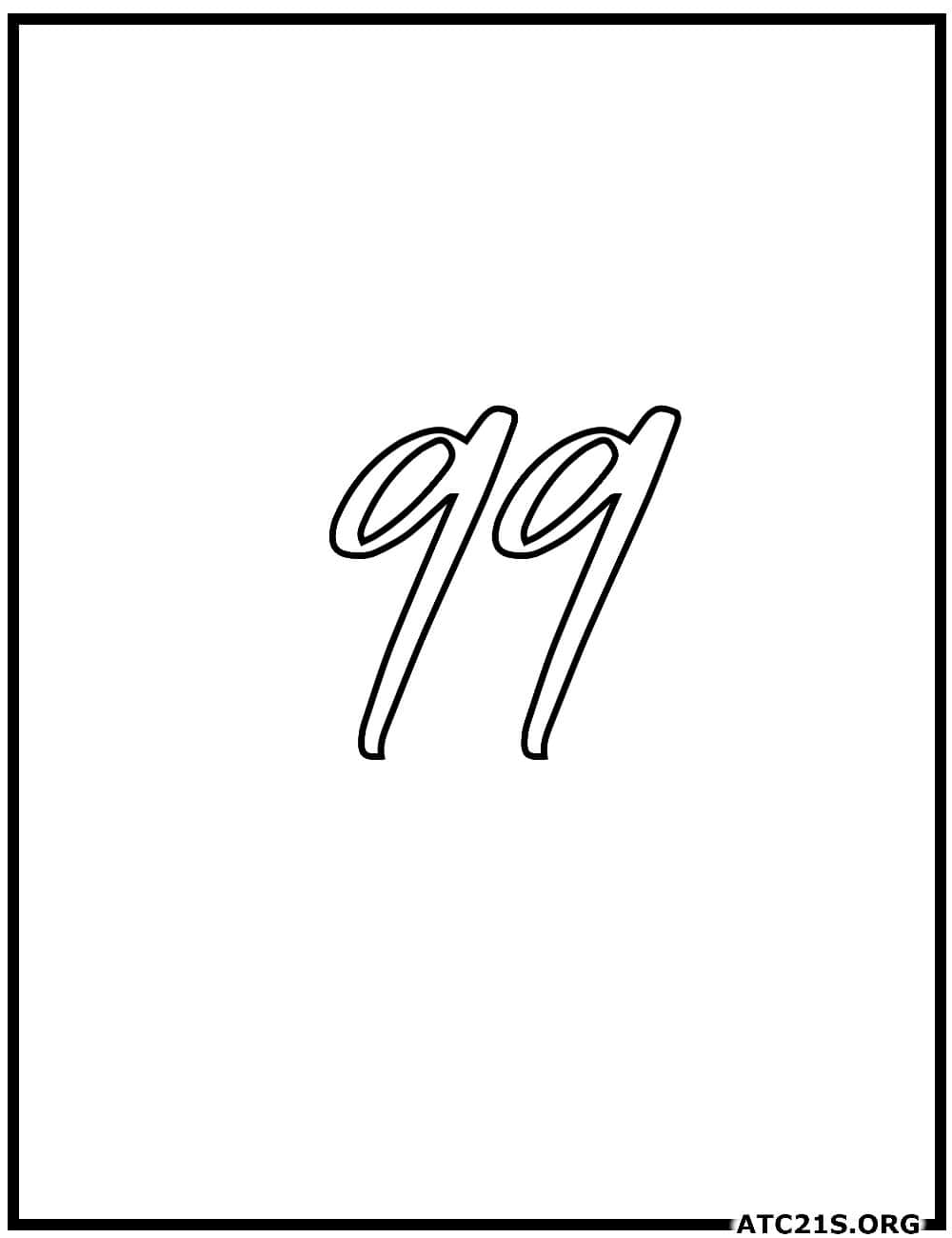 Number 99 calligraphy coloring page