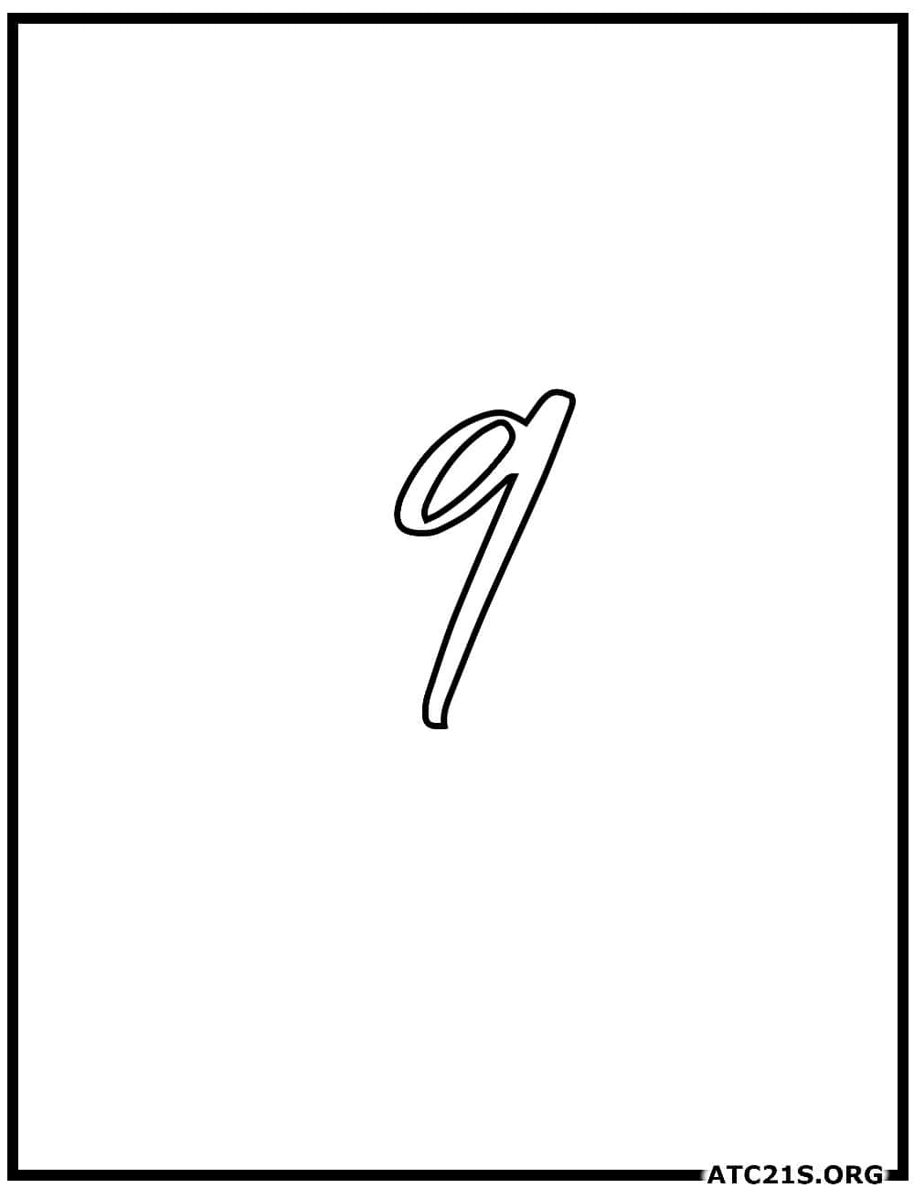 Number 9 calligraphy coloring page